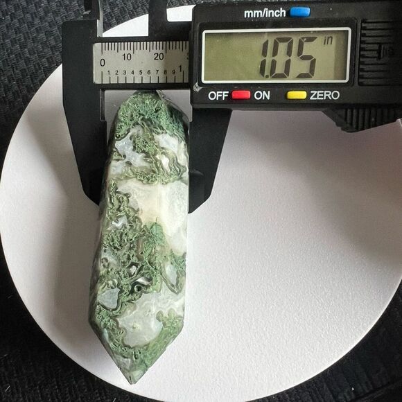 Moss Agate Crystal Double‎ Terminated Point (#6) - Picture 9 of 12